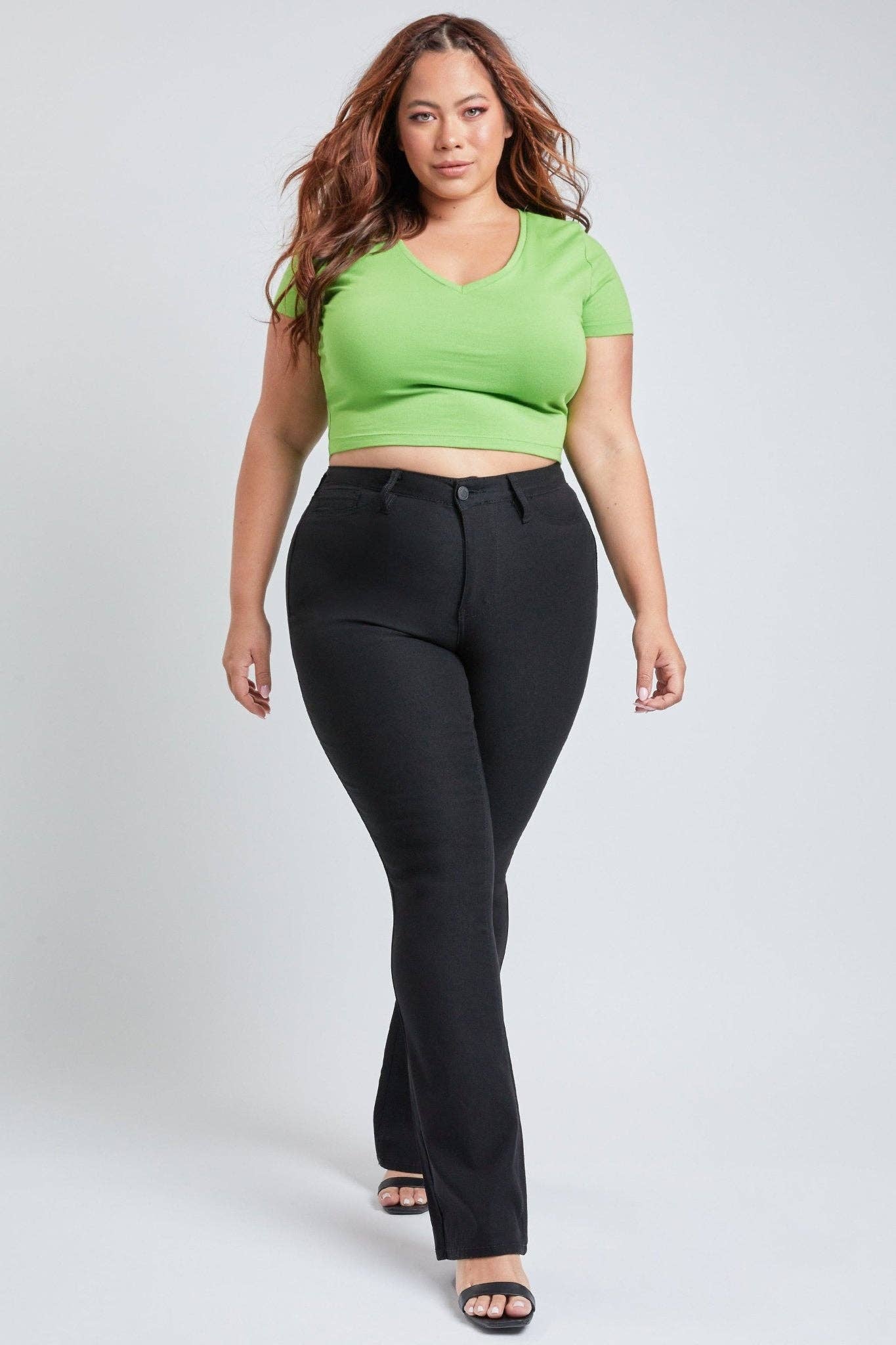 YMI - Junior Plus Size Hyperstretch Basic High-Rise Flare Black