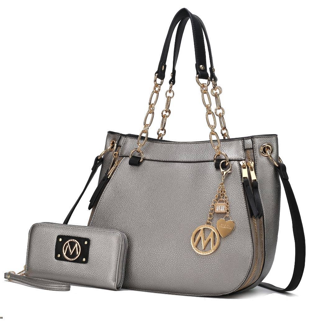 MKF PEWTER HANDBAG WITH WALLET