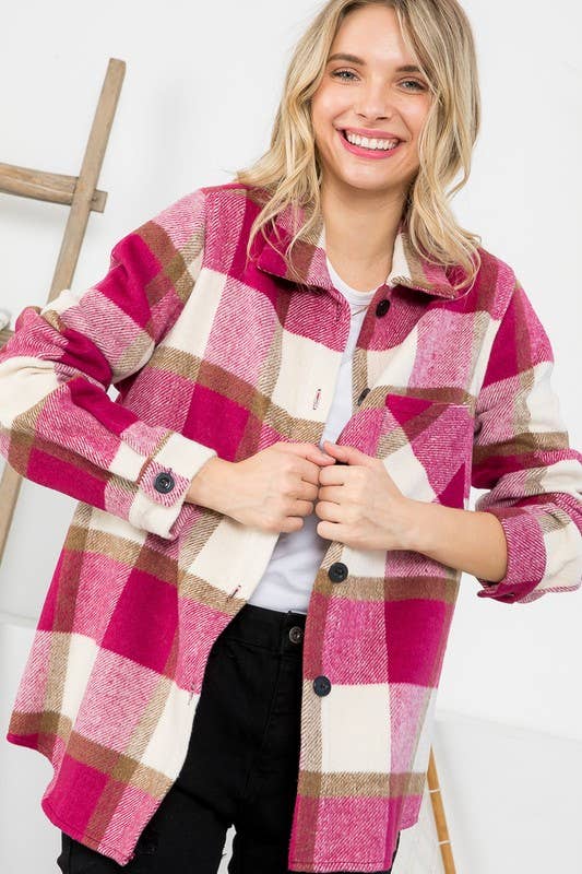 PLUS FUCHSIA PLAID  SHACKET