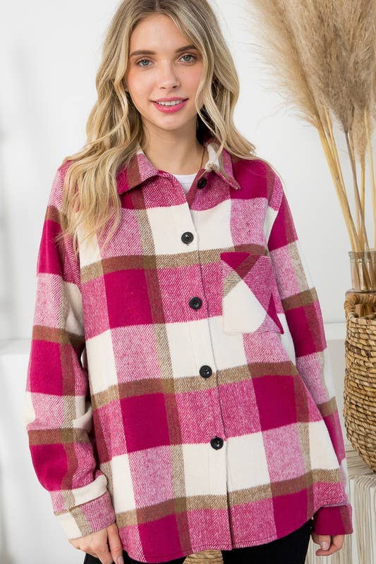 PLUS FUCHSIA PLAID  SHACKET