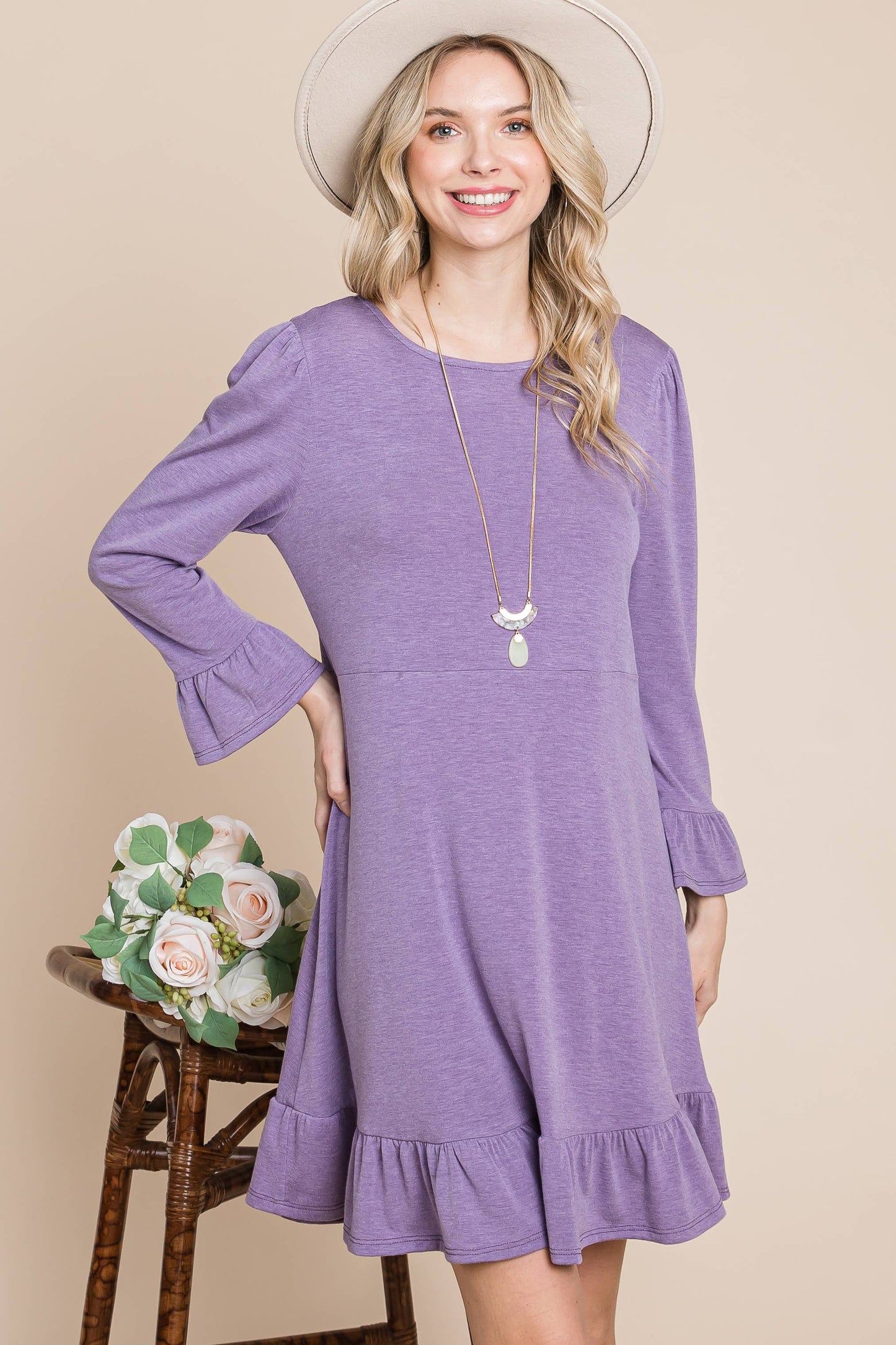 Plus Ruffle Hem Dress Lilac