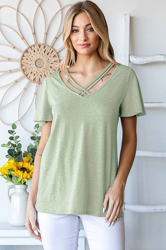 SAGE CRISSCROSS SOLID TOP