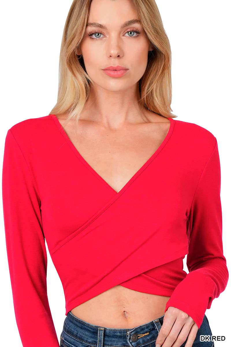 DARK RED TWIST FRONT CROP TOP