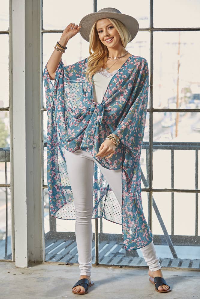 Plus Chiffon Floral Kimono